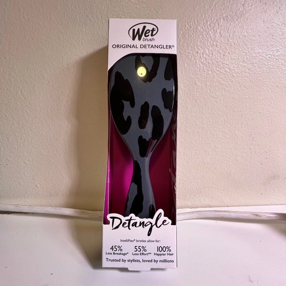 Wet Brush Original Detangler Hair Brush Gray Black Leopard Print IntelliFlex